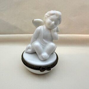 White Angel Cherub Trinket Container